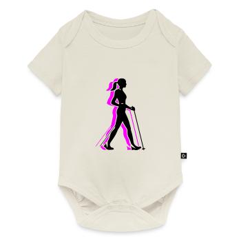 Marche Nordique Femme Icône - Body à manches courtes Premium Bébé - blanc cassé - Devant