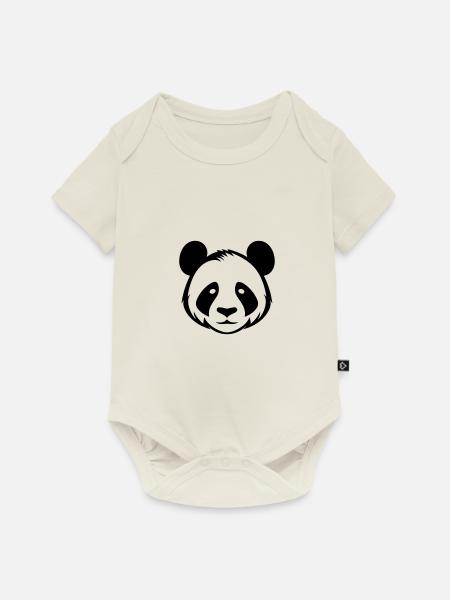 Panda Kopf - Baby Premium Kurzarmbody - Naturweiß