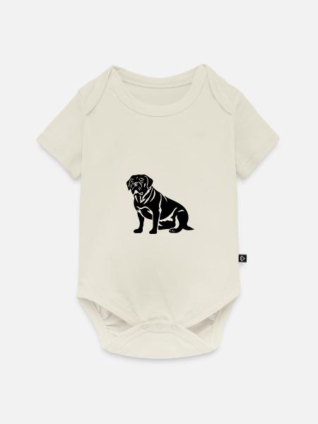 Pug Hund Mops - Baby Premium Kurzarmbody - Naturweiß