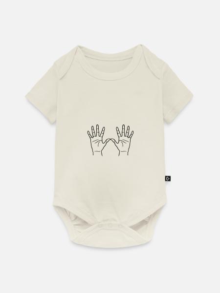 haende - Baby Premium Kurzarmbody - Naturweiß