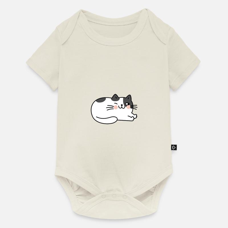 Chat Couché Mignon - Body à manches courtes Premium Bébé - blanc cassé