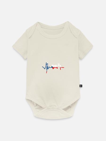 Herzfrequenz mit Tschechien - Baby Premium Kurzarmbody - Naturweiß