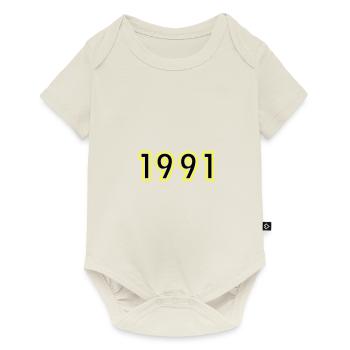 1991 Jahr Geburtstag - Baby Premium Kurzarmbody - Naturweiß - Vorne