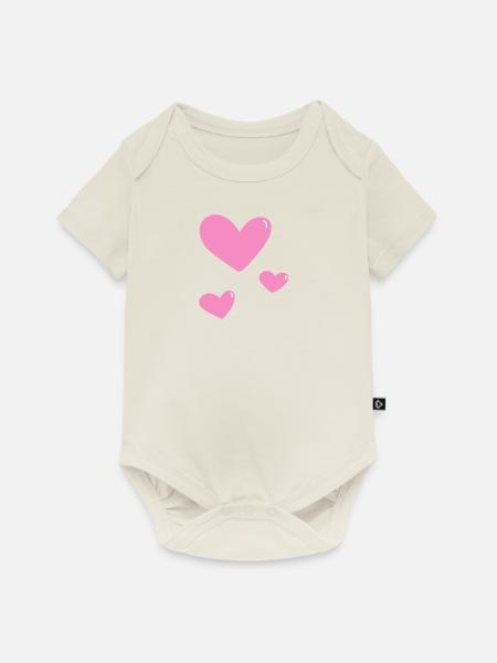 Rosa Herzchen - Baby Premium Kurzarmbody - Naturweiß