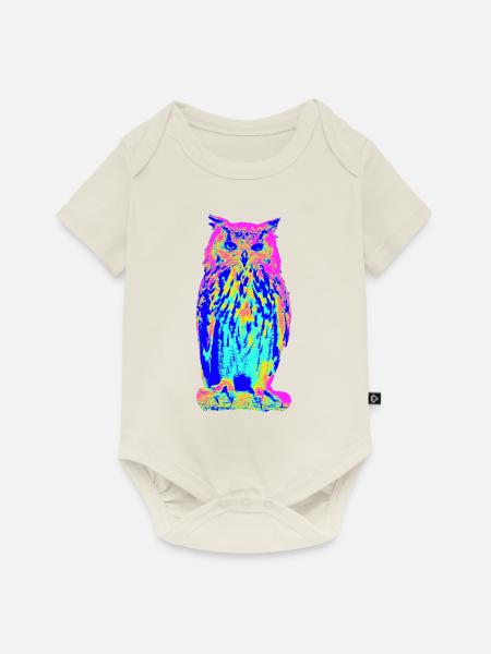 Uhu Eule - Baby Premium Kurzarmbody - Naturweiß