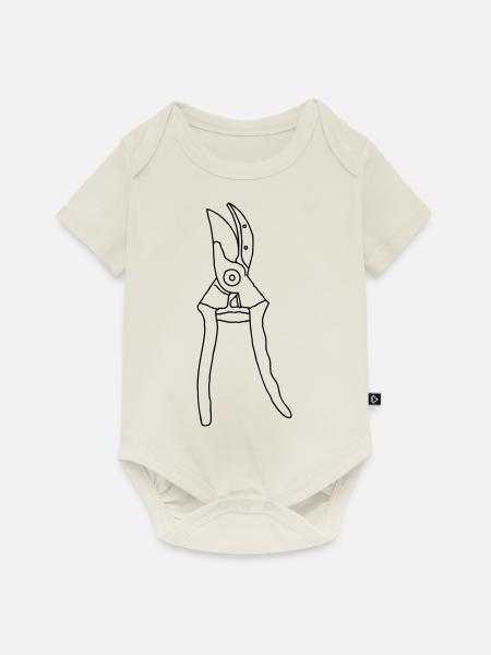 Gartenschere Rosenschere - Baby Premium Kurzarmbody - Naturweiß