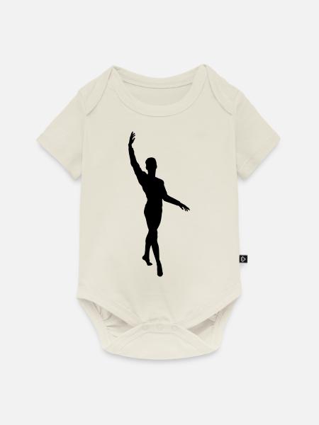 Vektor Balletttänzer Silhouette - Baby Premium Kurzarmbody - Naturweiß