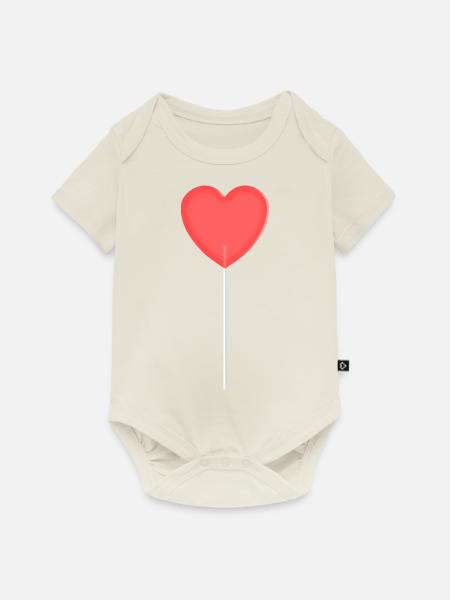 Lutscher in Herzform - Baby Premium Kurzarmbody - Naturweiß