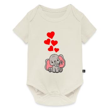 Elefant Herz Liebe - Baby Premium Kurzarmbody - Naturweiß - Vorne