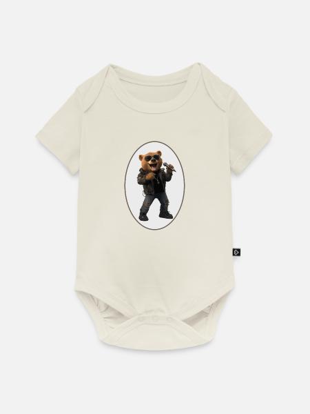 Rockmusik Bär - Baby Premium Kurzarmbody - Naturweiß