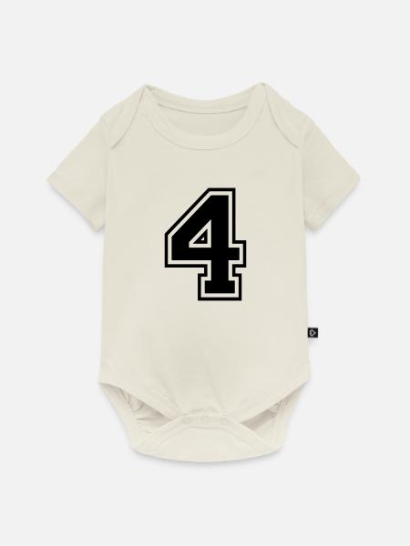 Nummer 4 - Baby Premium Kurzarmbody - Naturweiß