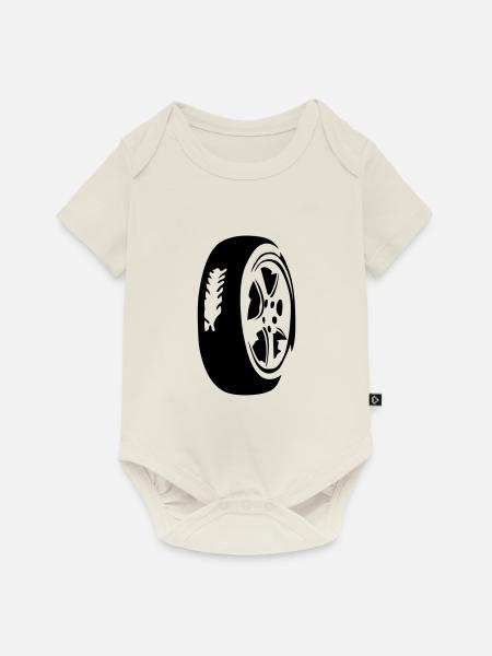 Autoreifen 8 - Baby Premium Kurzarmbody - Naturweiß