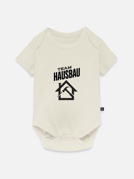 Team Hausbau - Baby Premium Kurzarmbody - Naturweiß