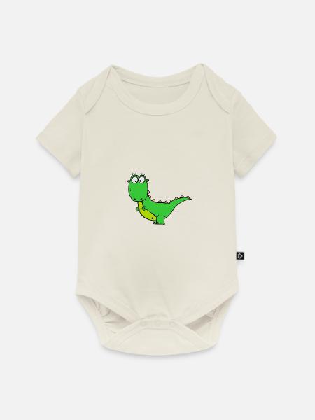 Dino - Baby Premium Kurzarmbody - Naturweiß