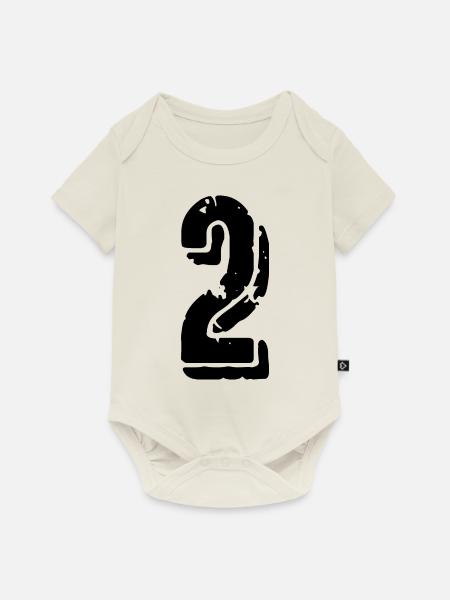 2 Zahl Trikot - Baby Premium Kurzarmbody - Naturweiß
