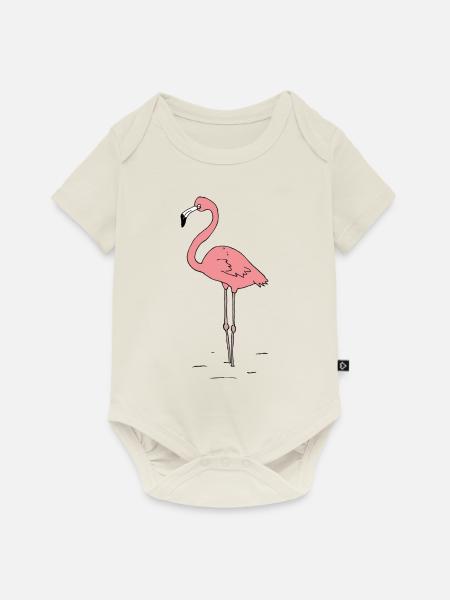 Flamingo - Baby Premium Kurzarmbody - Naturweiß