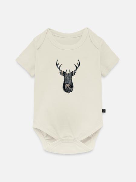 Hirsch - Baby Premium Kurzarmbody - Naturweiß