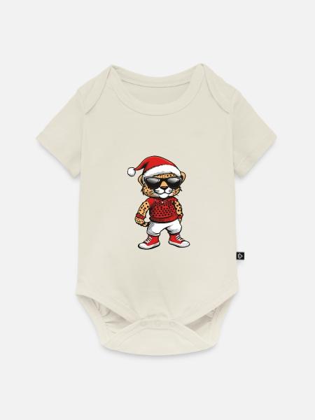 Gepard Weihnachten X-Mas - Baby Premium Kurzarmbody - Naturweiß