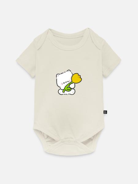 Romantisches Kätzchen - Baby Premium Kurzarmbody - Naturweiß