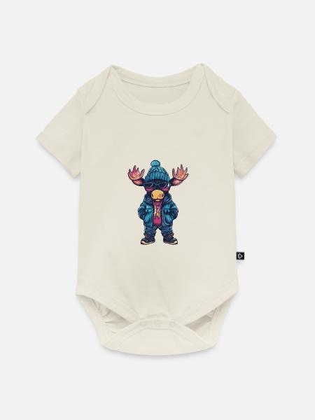 Elch Winter - Baby Premium Kurzarmbody - Naturweiß