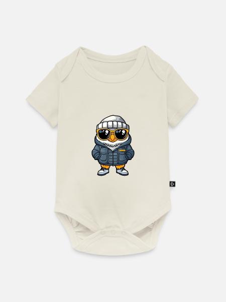 Eule Winter - Baby Premium Kurzarmbody - Naturweiß