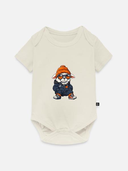 Schaf Winter Comic - Baby Premium Kurzarmbody - Naturweiß