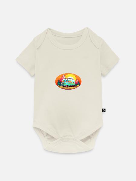 Sommer-Camping - Baby Premium Kurzarmbody - Naturweiß
