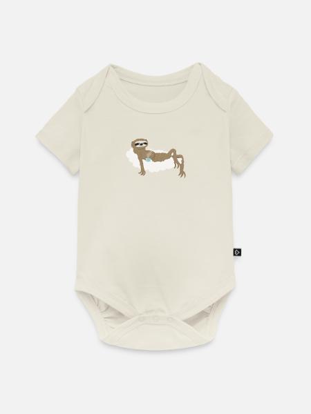 Faultier_auf_Wolke - Baby Premium Kurzarmbody - Naturweiß