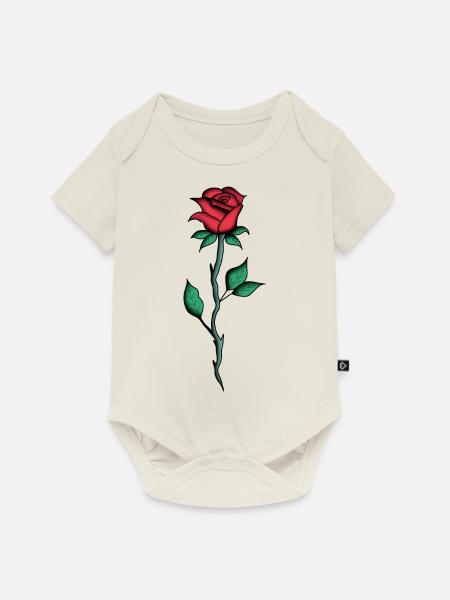 Rote Rose - Zeichnung, Kunst - Baby Premium Kurzarmbody - Naturweiß
