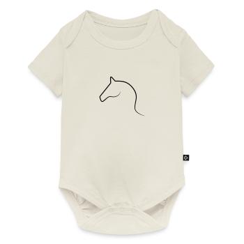 Cheval de dessin au trait - Body à manches courtes Premium Bébé - blanc cassé - Devant