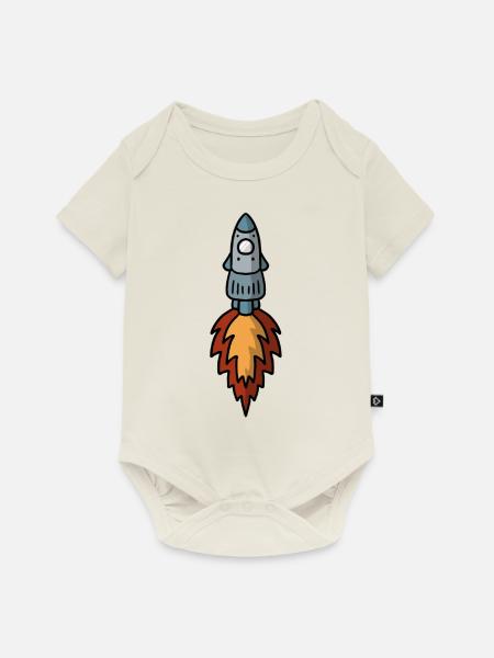 Rocket Rakete Fusée - Weltall space - Baby Premium Kurzarmbody - Naturweiß