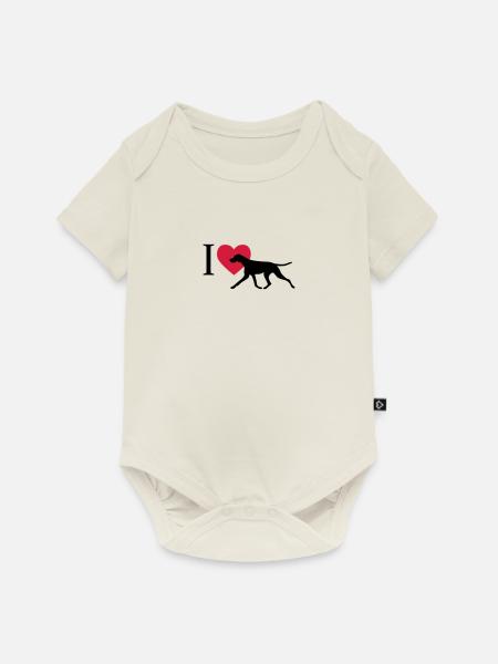 I love Pointer - Baby Premium Kurzarmbody - Naturweiß
