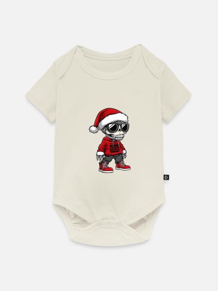 Skelett Weihnachten X-Mas - Baby Premium Kurzarmbody - Naturweiß
