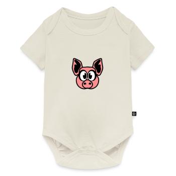 funny pig cartoon animals 2310 - Baby Premium short-sleeve bodysuit - off white - Front