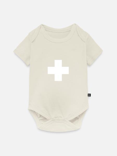 Schweiz Nationalflagge Kreuz - Baby Premium Kurzarmbody - Naturweiß