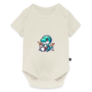 Cute Dinosaur Plays Drums - Baby Premium short-sleeve bodysuit - off white - Front