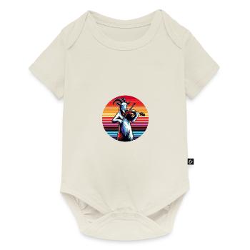 Cool goat playing violin on farm - Baby Premium short-sleeve bodysuit - off white - Front