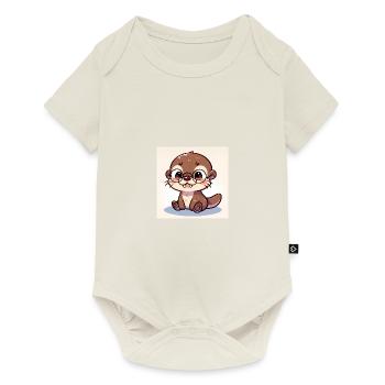 Kleiner Otter mit Brille - Baby Premium Kurzarmbody - Naturweiß - Vorne