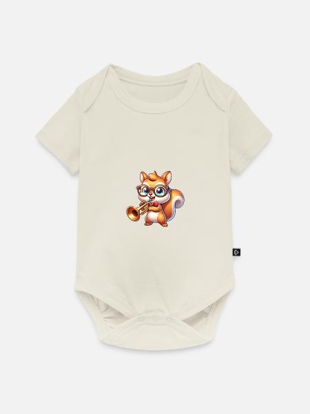 Niedliches Eichhörnchen Mit Trompete - Baby Premium Kurzarmbody - Naturweiß