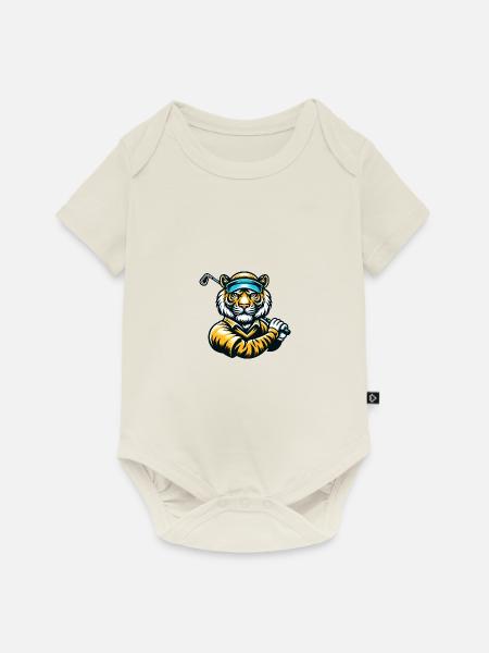 Tiger Golf Meisterschaft Design - Baby Premium Kurzarmbody - Naturweiß