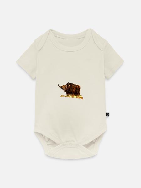 Hochlandrind - Baby Premium Kurzarmbody - Naturweiß