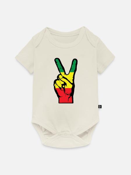 Peace-Finger - Baby Premium Kurzarmbody - Naturweiß