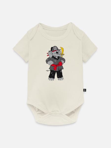 Benjamin Blümchen als Pirat - Baby Premium Kurzarmbody - Naturweiß