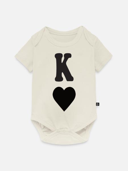 König Herz - Baby Premium Kurzarmbody - Naturweiß