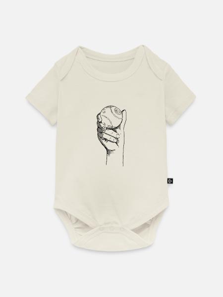 Hand mit Baseball - Baby Premium Kurzarmbody - Naturweiß