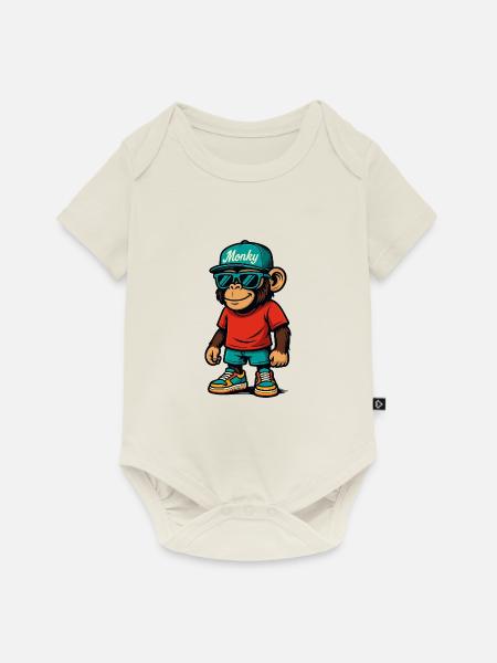 Monky Rock - Baby Premium Kurzarmbody - Naturweiß