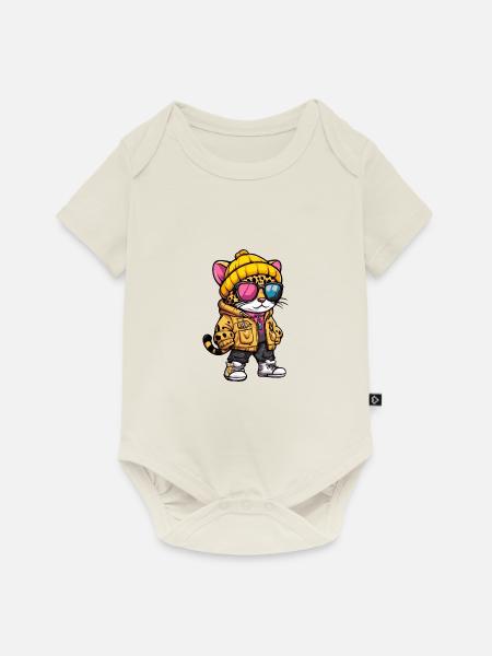 Leopard Winter - Baby Premium Kurzarmbody - Naturweiß