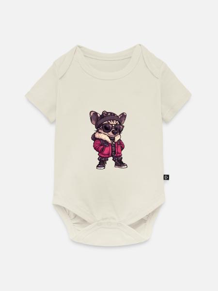 Hyäne Winter - Baby Premium Kurzarmbody - Naturweiß