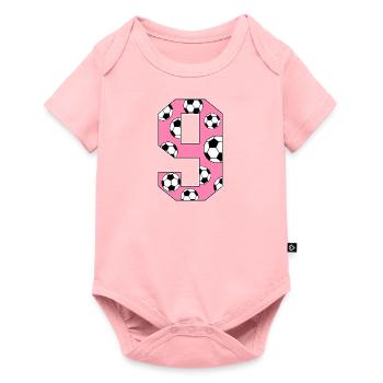9 Birthday Football Pink - Baby Premium short-sleeve bodysuit - rose - Front