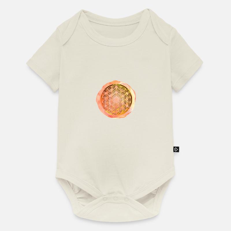 Lebensblume 3D - Baby Premium Kurzarmbody - Naturweiß